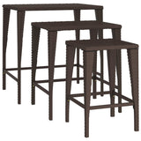 NNEVL Nesting Tables 3 pcs Brown Poly Rattan