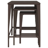NNEVL Nesting Tables 3 pcs Brown Poly Rattan
