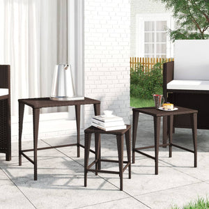 NNEVL Nesting Tables 3 pcs Brown Poly Rattan