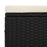 NNEVL Ottoman with Cushion Black 40x30x40 cm Poly Rattan