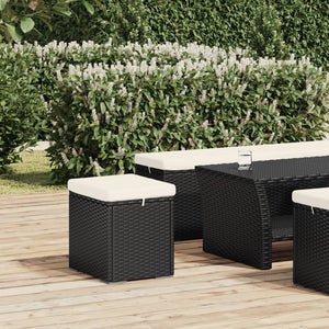 NNEVL Ottoman with Cushion Black 40x30x40 cm Poly Rattan