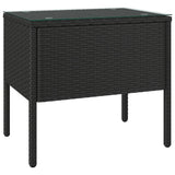 NNEVL Side Table Black 53x37x48 cm Poly Rattan and Tempered Glass