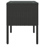 NNEVL Side Table Black 53x37x48 cm Poly Rattan and Tempered Glass