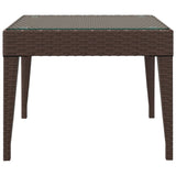 NNEVL Side Table Brown 50x50x38 cm Poly Rattan and Tempered Glass