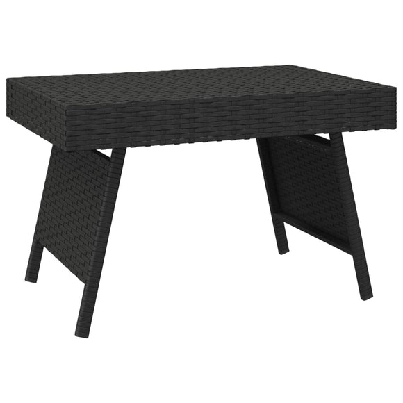 NNEVL Foldable Side Table Black 60x40x38 cm Poly Rattan