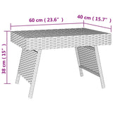 NNEVL Foldable Side Table Black 60x40x38 cm Poly Rattan