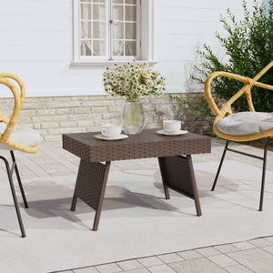 NNEVL Foldable Side Table Brown 60x40x38 cm Poly Rattan