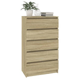 NNEVL Drawer Cabinet Sonoma Oak 60x36x103 cm Engineered Wood