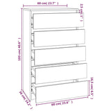 NNEVL Drawer Cabinet Sonoma Oak 60x36x103 cm Engineered Wood