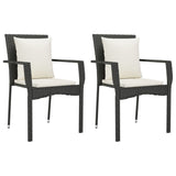 NNEVL Garden Chairs with Cushions 2 pcs Poly Rattan Black