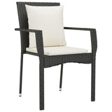 NNEVL Garden Chairs with Cushions 2 pcs Poly Rattan Black