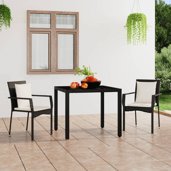NNEVL Garden Chairs with Cushions 2 pcs Poly Rattan Black