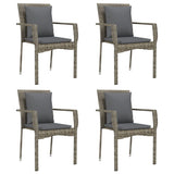 NNEVL Garden Chairs with Cushions 4 pcs Poly Rattan Grey