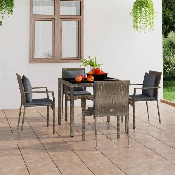 NNEVL Garden Chairs with Cushions 4 pcs Poly Rattan Grey