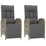 NNEVL Outdoor Reclining Chairs with Cushions 2 pcs Poly Rattan Grey