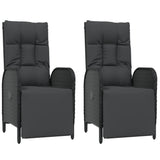 NNEVL Outdoor Reclining Chairs with Cushions 2 pcs Poly Rattan Black