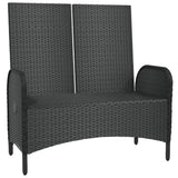 NNEVL Reclining Garden Bench with Cushions 107 cm Poly Rattan Black