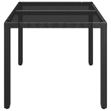 NNEVL Garden Table with Glass Top Black 90x90x75 cm Poly Rattan