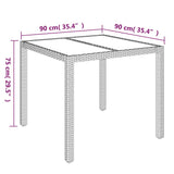 NNEVL Garden Table with Glass Top Black 90x90x75 cm Poly Rattan