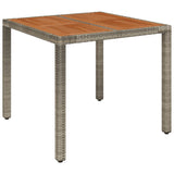 NNEVL Garden Table with Wooden Top Grey 90x90x75 cm Poly Rattan