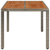 NNEVL Garden Table with Wooden Top Grey 90x90x75 cm Poly Rattan