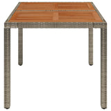 NNEVL Garden Table with Wooden Top Grey 90x90x75 cm Poly Rattan
