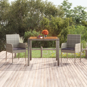 NNEVL Garden Table with Wooden Top Grey 90x90x75 cm Poly Rattan