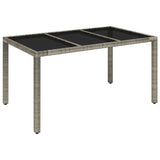 NNEVL Garden Table with Glass Top Grey 150x90x75 cm Poly Rattan