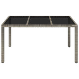 NNEVL Garden Table with Glass Top Grey 150x90x75 cm Poly Rattan