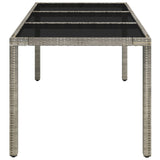 NNEVL Garden Table with Glass Top Grey 150x90x75 cm Poly Rattan