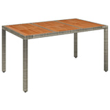 NNEVL Garden Table with Wooden Top Grey 150x90x75 cm Poly Rattan