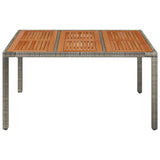 NNEVL Garden Table with Wooden Top Grey 150x90x75 cm Poly Rattan