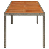 NNEVL Garden Table with Wooden Top Grey 150x90x75 cm Poly Rattan