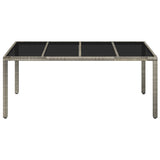 NNEVL Garden Table with Glass Top Grey 190x90x75 cm Poly Rattan