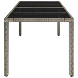 NNEVL Garden Table with Glass Top Grey 190x90x75 cm Poly Rattan