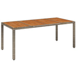 NNEVL Garden Table with Wooden Top Grey 190x90x75 cm Poly Rattan