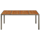 NNEVL Garden Table with Wooden Top Grey 190x90x75 cm Poly Rattan