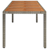 NNEVL Garden Table with Wooden Top Grey 190x90x75 cm Poly Rattan