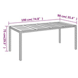 NNEVL Garden Table with Wooden Top Grey 190x90x75 cm Poly Rattan