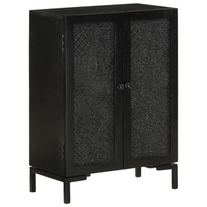 NNEVL Sideboard Black 55x30x77 cm Solid Wood Mango and Iron