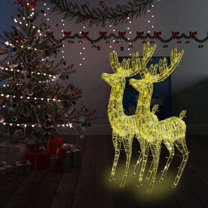 NNEVL XXL Acrylic Christmas Reindeers 250 LED 2 pcs 180 cm Warm White