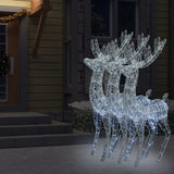 NNEVL XXL Acrylic Christmas Reindeers 250 LED 3 pcs 180 cm Cold white