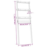 NNEVL Toilet Rack Black 63.5x32x179 cm Solid Wood Pine