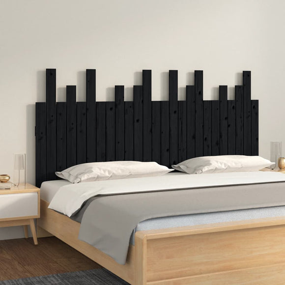 NNEVL Wall Headboard Black 159.5x3x80 cm Solid Wood Pine