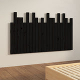 NNEVL Wall Headboard Black 140x3x80 cm Solid Wood Pine