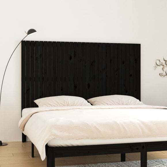 NNEVL Wall Headboard Black 185x3x110 cm Solid Wood Pine