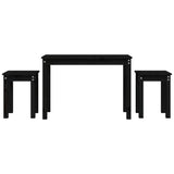 NNEVL Nesting Tables 3 pcs Black Solid Wood Pine