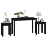 NNEVL Nesting Tables 3 pcs Black Solid Wood Pine
