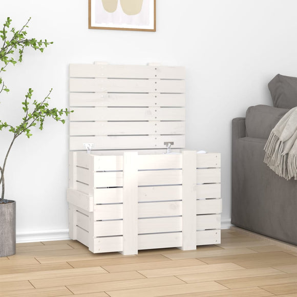 NNEVL Storage Box White 58x40.5x42 cm Solid Wood Pine