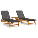 NNEVL 3 Piece Garden Lounge Set Poly Rattan&Solid Wood Acacia